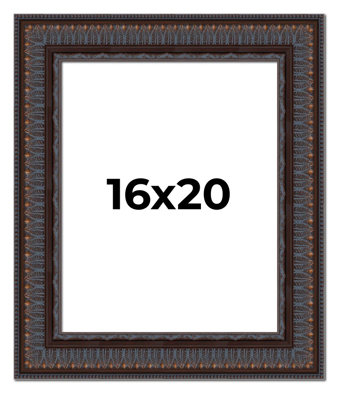3.5" Wide Ornate Brown Picture Frame - UV Acrylic, Foam Board Backing, Hanging Hardware